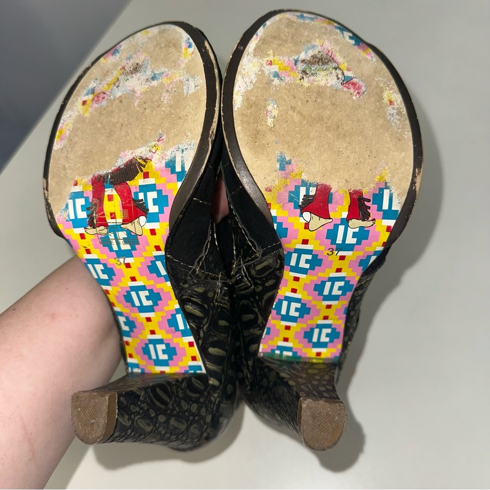 Irregular Choice Miaow Black and Gold Women's Aligator Heeled Ankle Boots 37 - Picture 5 of 9